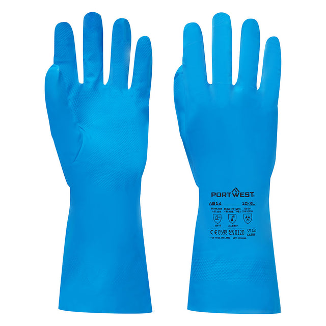 Portwest Chem 330 Nitrile Food Gauntlet Blue (PK12)