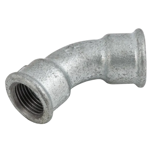 EE BSPP Female 45Â° Equal Bend Galvanised