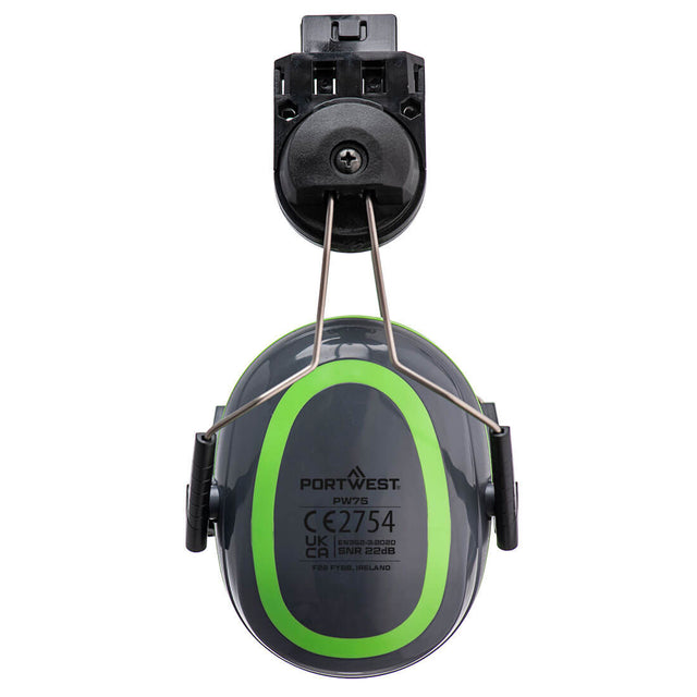 Portwest HV Extreme Ear Defenders Low Clip-On Grey/Green