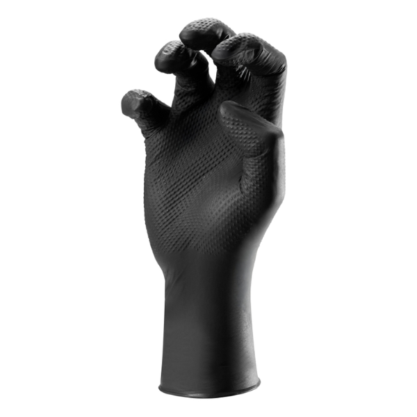 Steller Heavy Duty Diamond Grip Black Nitrile Gloves